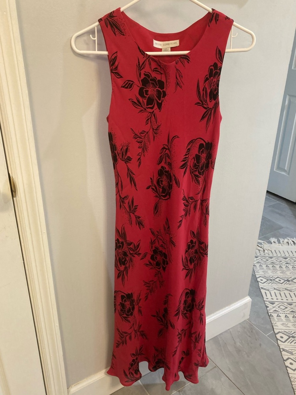 Vintage Y2K PETITE SOPHISTICATE Midi Dress Silk Floral Sleeveless Size 6